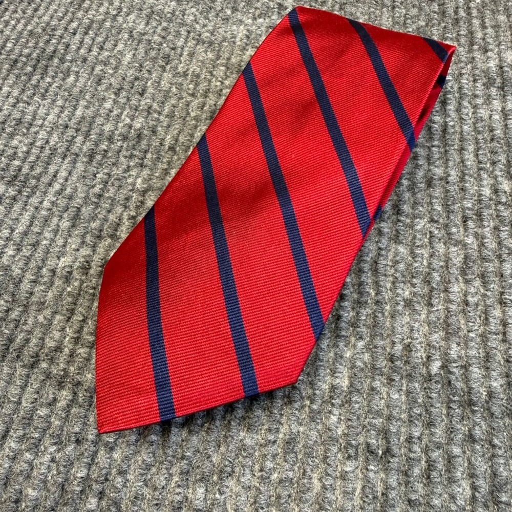Polo Ralph Lauren Red Navy Striped Silk Tie NWT Deadstock Preppy Luxury Academia